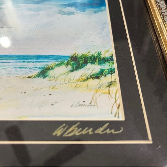 W. Burden Portrait & Landscape Beach Scene Professionally Framed Wall Art Signed - Picture 4 of 13